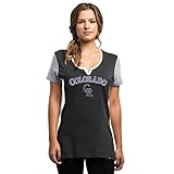 MLBレディースTime to ShineラインストーンVネックTシャツ( Large , Colorado Rockies )