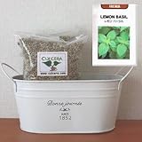 レモンバジルの栽培セット/標準セット（液体肥料なし）プランターホワイト仕様