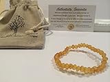 Baltic Amber Teething Bracelet 5.5 - 6 Inches Stretch for Babies - Unpolished Raw Lemon Baby, Infant