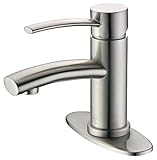 Purelux Bellona Contemporary Design One Handle Bathroom Sink Faucet with Deck Plate, cUPC NSF Lead F