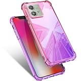 Moto G64 5G ケース クリア Moto G64y 5G カバー 耐衝撃 薄型 グラデーション 透明 TPUバンパー 薄型 軽量 取り出し易い 全面保護 おしゃれ 擦り傷防止 指紋防止 ストラップホール付き スリム モトローラ モト G64 5G ケース ピンク/紫 MJJ-1044-69-3