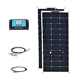 XINPUGUANG 2*100W 台湾の単結晶フレキシブル基板2枚+ 20A赤コントローラ1 + 3M赤黒のワニ口クリップライン1セット+ 3MMC4コネクタライン1セット 車/RV/ボート/バッテ