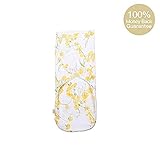 L-LIANG おくるみ ひざ掛け ガーゼタオル ガーゼケット70*32cm 綿100% 柔らかい 保温性 通気 ふわふわ白い ベビーケット バスタオル1枚 (ホワイト（花の柄）)