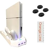 PS4 初期型用 多機能縦置きスタンド コントローラー2台充電 USBハブ3ポート 【騒音ファン無し】【日本企業による販売保証】【ホワイト ver.2 】