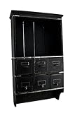 木製装飾壁フック素朴なブラック木製壁ストレージ棚6引き出し14.25 X 24.5 X 5.5インチブラックモデル# 68260