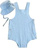 [Vaenait Baby]100%綿ベビー服ガールズロンパース肌着ボディスーツカバーオール帽子付きApron Sky L