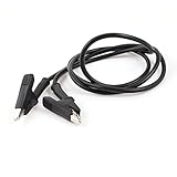 uxcell 1M 長さ　ワニクリップ　電気絶縁ケーブル　クランプ　テストリード　ブラック　マルチメーター用