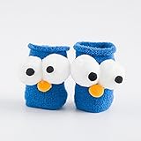 (アクアランド) AQUALAND かわいい ユニーク 目玉 2足組 こども靴下 キッズ 赤ちゃん ベビー ソックス あたたかい ふくろう キャラクター 1～3歳児向け (1～3歳児向け, 青 あお)