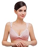 (ラボーグ) La vogue レディース 授乳ブラジャー マタニティウェア 婦人 妊婦用 インナー下着 前ボタン開閉 着心地よく (90D, 1ピンク)