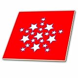 CT _ 24499 CherylsArt星 – スターシェイプのブルーとホワイトStars onレッド – タイル 4-Inch-Ceramic ブルー ct_24499_1