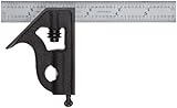 Starrett C11H-6-4R Cast Iron Square Head With Satin Chrome Blade Combination Square Black Wrinkle Fi