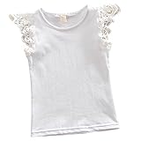 Kayla秦ベビー乳児ガールズコットンベストタンクトップPure WingレースベーシックTシャツ3 month-5年 カラー: ホワイト