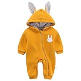 エルフ ベビー(Fairy Baby)赤ちゃん着ぐるみ カバーオール ロンパース フード付き うさぎ耳 長袖防寒着 80cm イエロー