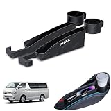 ハイエース 車 隙間埋めクッション 運転席 助手席 サイド 収納 ポケット ハイエース 200系 3型 ４型 5型 6型 車用シート隙間収納 大容量 ドリンクホルダー 付き 便利グッズ 車内 携帯電話 現金 カード 鍵 小物入れ 車 収納ボックス(2個 ブラック)