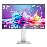 CRUA 27インチ 4K モニター 3840×2160 IPS HDR Type-C HDMI2.0 DP1.2 USBハブ機能 4辺フレームレス スピーカー内蔵 高さ調整 VESA対応 シルバー