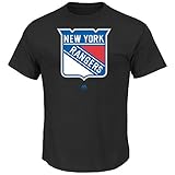 New York Rangers NHLメンズトリプルピーク準備再生チームロゴTシャツブラック S