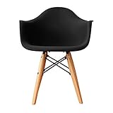 快適ホームズ キッズイームズチェア Bタイプ 肘付 ブラック EA-006BK