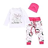 Lovoski 服装セット　　新生児　　　ペンギン　トップTシャツ　　ロングパンツ　　帽子　　遊び着　　白　　女の子　全4サイズ - 白, 18〜24ヶ月
