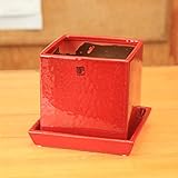 洋風モダン鉢 ムードスクエア 15.5ｃｍ (レッド)