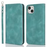 iPhone 15 Plus ケース 通用 iPhone 14 Plus 手帳型 ストラップケース カードケース アイフォン 15プラス カバー アイホン14plus スマホケース アイホン14プラス 手帳ケース いphone15plus 財布 case 適用 iCoverCase ストラップ付き カード入れ 横置き スタンド機能 内蔵マグネット 携帯カバー レトロ ライトブルー