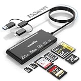 【MFi認証品】7 で 3 マルチ メモリ カード リーダー USB C/Lightning/USB3.0 マルチ カード リーダー SD/TF/CF/XD/MS、SD カード リーダー アダプターの iPhone、iPad、MacBook、Samsung、PC のプラグ アンド プレイ同時に読み取り/書き込み 5 Gbps