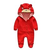 Hzjundasi 新生児 赤ちゃん 男の子 女の子 防風 可愛い ベア 印刷 ジャンプスーツ 幼児 ロンパース フード付き カバーオール 赤ちゃん 長袖 コットン 秋冬 アウターウェア 出産祝い 衣