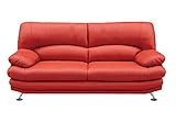 大川家具 関家具 2.5人掛けソファ(幅167cm 革素材)  レッド色 スチールA 139660_139073