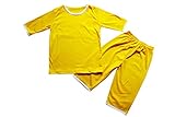 パジャマ キッズ 男の子ルームウェア 上下 2点セット 部屋着 ナイトウェア 綿 寝間着 春 夏 秋 無地 イエロー140