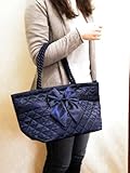 【NaRaYa】ナラヤ サテンリボン・横長トートBag ３カラー NBS-52BL (ダークブルー)