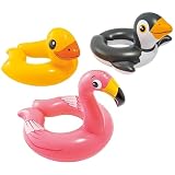 Intex 64 x 64cm 空気注入式プールチューブ 3~6歳用 ポリ塩化ビニル製 水に浮く 動物のスプリットリング 1個パック