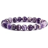 AESTHETIC CREATIONS Handmade Gem Semi Precious Gemstone 8mm Round Beads Stretch Bracelet 7" Unisex