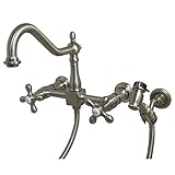 Elements of Design ES1248AXBS New Orleans 8" Center Wall Mount Kitchen Faucet with Brass Sprayer, 8-