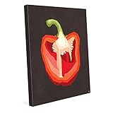 シンプルなSliced Red Pepperグラフィックアートのキッチンonブラック壁アートプリント 8x10 KIT0000124CAN08X10SXX