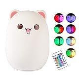 AOLVO Bear夜ライト、保育園用ナイトライト子供、リモートコントロールソフトシリコン赤ちゃんNurseryランプ、LEDマルチカラーポータブルUSB充電式ベビー赤ちゃんの子の夜ライト 62407