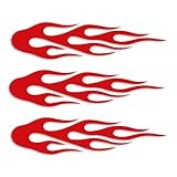 ForzaGroup ファイヤー カッティングステッカー 炎 ライン ストライプ 車 バイク ヘルメット 屋外耐候 右 3個セット (14cm×3.3cm レッド)