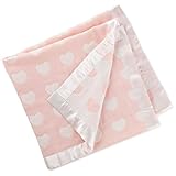 ピンクとホワイトハートジャカードリバーシブルベビー毛布