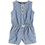 Carter's(カーターズ) シャンブレーポルカドットロンパース ブルー ロンパース半袖 3ヶ月【並行輸入】