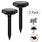 ソーラーモール昆虫忌避剤超音波忌避剤害虫屋外猫、リス、ラット、芝生、庭園に適した多機能ブラック（2パック）