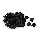 uxcell　チューブインサート　カバーキャッププラグ　ブランキングエンドキャップ　正方形　プラスチック　ブラック　20mmx20mm 50個