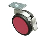 ハイロジック フレスコキャスター75mm プレート・ストップ付 ピンク