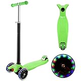 WeSkate 3つのLED照明付き ホイールを備えた子供用スクーター 3〜10歳の子供用の高さ 調節可能なハンドルバー