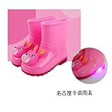 【名古屋子供雨具】光る LED 長靴 きっず ピンク ウサギ ライト レインブーツ キッズ 傘 レインコート カッパ 通園 通学 防水 雨 子供用 (27(16.4㎝))