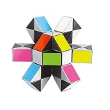 大型スネークキューブパズル フィジェット感覚玩具 鮮やかなレインボー 8色 マジックルーラー ツイストキューブ パズルゲーム 頭の体操パズル トップ抗不安フィジェット ツイストトイ(48ウェッジ)