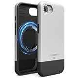 【elago】 iPhone 17e iPhone 16e 対応 ケース 耐衝撃 マグネット 付 レトロ かわいい スマホケース おしゃれ 韓国 ブランド カバー [ iPhone17e iPhone16e アイフォン17e アイフォン16e 対応 ] MAGNETIC ORIGINAL 2G シルバー/ブラック