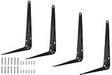棚受け ブラケット 黒 4本セット (200mm × 150mm) ビス24本付き DIY ccr