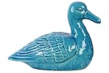 Urban Trends Collection 32638 4 Piece Ceramic Gloss Turquoise Sitting Goose Figurine, 10.50 x 4.75 x