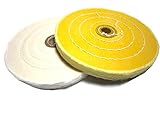 コットン 布 バフ ホイール 仕上 研磨 用 150 mm 黄 白 2 個 セット