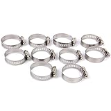 【ノーブランド品】ホースクランプ ステンレス バンド ウォーム  調整可能 10個 二輪車用 (21-44mm)