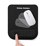 UnivoColors マウスパッド リストレスト一体型マウスパッド 人間工学デザイン 柔らかい素材 ストレス解放 手首置き 疲労低減 通気性 あり 肌に刺激なし マッサージホール付き 滑り止め(ブラック)