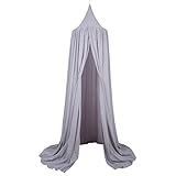 Samber Mosquito NetベッドキャノピーReading再生テント寝具キッズ子供ラウンドコットンドームベッドMantleベビー子供ゲームハウス グレー Samber-123